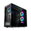 Specifications 3.5"/2.5" Universal drive brackets 3 Dedicated 2.5" drive brackets 2 included, 5 positions total Expansion slots 7 + 2 vertical Front ports 1 x USB 3.1 Gen 2 Type-C, 2 x USB 3.0, 2 x USB 2.0, Audio Total fan mounts 9 (6 + 3 with included bracket) Front fan 3 x 120/140 mm (3 x Prisma AL-14 PWM ARGB included) Top fan 3 x 120/140 mm (with cooling bracket installed) Rear fan 1 x 120/140 mm (1 x Prisma AL-14 PWM ARGB included) Bottom fan 2 x 120/140 mm Dust filters Bottom fan + PSU, front fans, top panel (with cooling bracket installed) Cable routing grommets Yes Fixed velcro straps Yes Tool-less push-to-lock Both side panels Captive thumbscrews HDD brackets, SSD brackets Left side panel Dark tint tempered glass Right side panel Dark tint tempered glass ARGB Strip 400 mm AR-4020 ARGB strip with 20 LEDs Compatibility Power supply type ATX Motherboard compatibility EATX (up to 285 mm wide) / ATX / mATX / ITX Front radiator 120/240/360 mm, 140/280 mm Top radiator With cooling bracket installed: 120/240/360 mm, 140/280 mm (max 35 mm motherboard component height) Rear radiator 120 mm Bottom radiator 120/240 mm, 140 mm PSU max length 300 mm GPU max length 440 mm CPU cooler max height 185 mm Cable routing space 23 mm Dimensions Case dimensions (LxWxH) 543 x 233 x 465 mm Case dimensions w/o feet/protrusions/screws 535 x 233 x 448 mm Net weight 12.1 kg Package dimensions (LxWxH) 535 x 325 x 650 mm Package weight 14.8 kg Package content & other Package contents Define S2 Vision RGB computer case, top filter, top radiator/fan bracket, Adjust R1 RGB controller, user manual & accessory box EAN 7340172701750 UPC 843276101756 JAN 4537694267601 Product code FD-CA-DEF-S2V-RGB-BKO-TGD