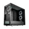 Specifications 3.5"/2.5" Universal drive brackets 3 Dedicated 2.5" drive brackets 2 included, 5 positions total Expansion slots 7 + 2 vertical Front ports 1 x USB 3.1 Gen 2 Type-C, 2 x USB 3.0, 2 x USB 2.0, Audio Total fan mounts 9 (6 + 3 with included bracket) Front fan 3 x 120/140 mm (3 x Prisma AL-14 PWM ARGB included) Top fan 3 x 120/140 mm (with cooling bracket installed) Rear fan 1 x 120/140 mm (1 x Prisma AL-14 PWM ARGB included) Bottom fan 2 x 120/140 mm Dust filters Bottom fan + PSU, front fans, top panel (with cooling bracket installed) Cable routing grommets Yes Fixed velcro straps Yes Tool-less push-to-lock Both side panels Captive thumbscrews HDD brackets, SSD brackets Left side panel Dark tint tempered glass Right side panel Dark tint tempered glass ARGB Strip 400 mm AR-4020 ARGB strip with 20 LEDs Compatibility Power supply type ATX Motherboard compatibility EATX (up to 285 mm wide) / ATX / mATX / ITX Front radiator 120/240/360 mm, 140/280 mm Top radiator With cooling bracket installed: 120/240/360 mm, 140/280 mm (max 35 mm motherboard component height) Rear radiator 120 mm Bottom radiator 120/240 mm, 140 mm PSU max length 300 mm GPU max length 440 mm CPU cooler max height 185 mm Cable routing space 23 mm Dimensions Case dimensions (LxWxH) 543 x 233 x 465 mm Case dimensions w/o feet/protrusions/screws 535 x 233 x 448 mm Net weight 12.1 kg Package dimensions (LxWxH) 535 x 325 x 650 mm Package weight 14.8 kg Package content & other Package contents Define S2 Vision RGB computer case, top filter, top radiator/fan bracket, Adjust R1 RGB controller, user manual & accessory box EAN 7340172701750 UPC 843276101756 JAN 4537694267601 Product code FD-CA-DEF-S2V-RGB-BKO-TGD