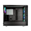 Specifications 3.5"/2.5" Universal drive brackets 3 Dedicated 2.5" drive brackets 2 included, 5 positions total Expansion slots 7 + 2 vertical Front ports 1 x USB 3.1 Gen 2 Type-C, 2 x USB 3.0, 2 x USB 2.0, Audio Total fan mounts 9 (6 + 3 with included bracket) Front fan 3 x 120/140 mm (3 x Prisma AL-14 PWM ARGB included) Top fan 3 x 120/140 mm (with cooling bracket installed) Rear fan 1 x 120/140 mm (1 x Prisma AL-14 PWM ARGB included) Bottom fan 2 x 120/140 mm Dust filters Bottom fan + PSU, front fans, top panel (with cooling bracket installed) Cable routing grommets Yes Fixed velcro straps Yes Tool-less push-to-lock Both side panels Captive thumbscrews HDD brackets, SSD brackets Left side panel Dark tint tempered glass Right side panel Dark tint tempered glass ARGB Strip 400 mm AR-4020 ARGB strip with 20 LEDs Compatibility Power supply type ATX Motherboard compatibility EATX (up to 285 mm wide) / ATX / mATX / ITX Front radiator 120/240/360 mm, 140/280 mm Top radiator With cooling bracket installed: 120/240/360 mm, 140/280 mm (max 35 mm motherboard component height) Rear radiator 120 mm Bottom radiator 120/240 mm, 140 mm PSU max length 300 mm GPU max length 440 mm CPU cooler max height 185 mm Cable routing space 23 mm Dimensions Case dimensions (LxWxH) 543 x 233 x 465 mm Case dimensions w/o feet/protrusions/screws 535 x 233 x 448 mm Net weight 12.1 kg Package dimensions (LxWxH) 535 x 325 x 650 mm Package weight 14.8 kg Package content & other Package contents Define S2 Vision RGB computer case, top filter, top radiator/fan bracket, Adjust R1 RGB controller, user manual & accessory box EAN 7340172701750 UPC 843276101756 JAN 4537694267601 Product code FD-CA-DEF-S2V-RGB-BKO-TGD