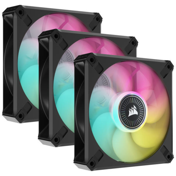 Corsair iCUE ML120 RGB ELITE Premium 120mm PWM Magnetic Levitation Fan — Triple Fan Kit with iCUE Lighting Node CORE