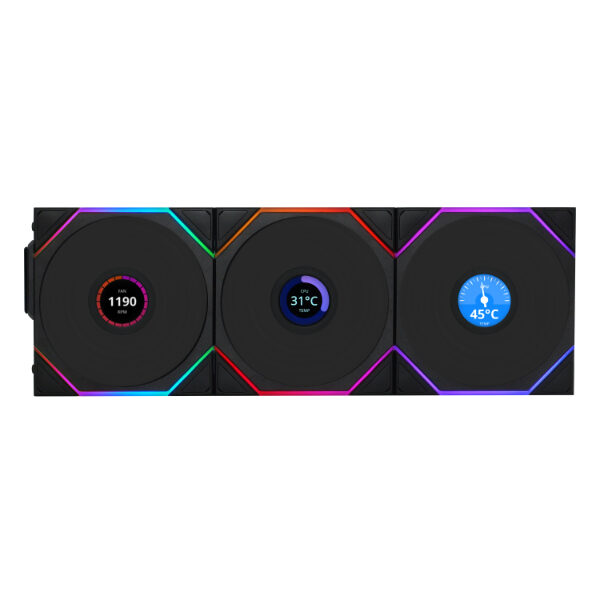 Lian Li Reverse UNI FAN TL120 Wireless LCD Triple FAN  (12RTLLCD1W3B)
