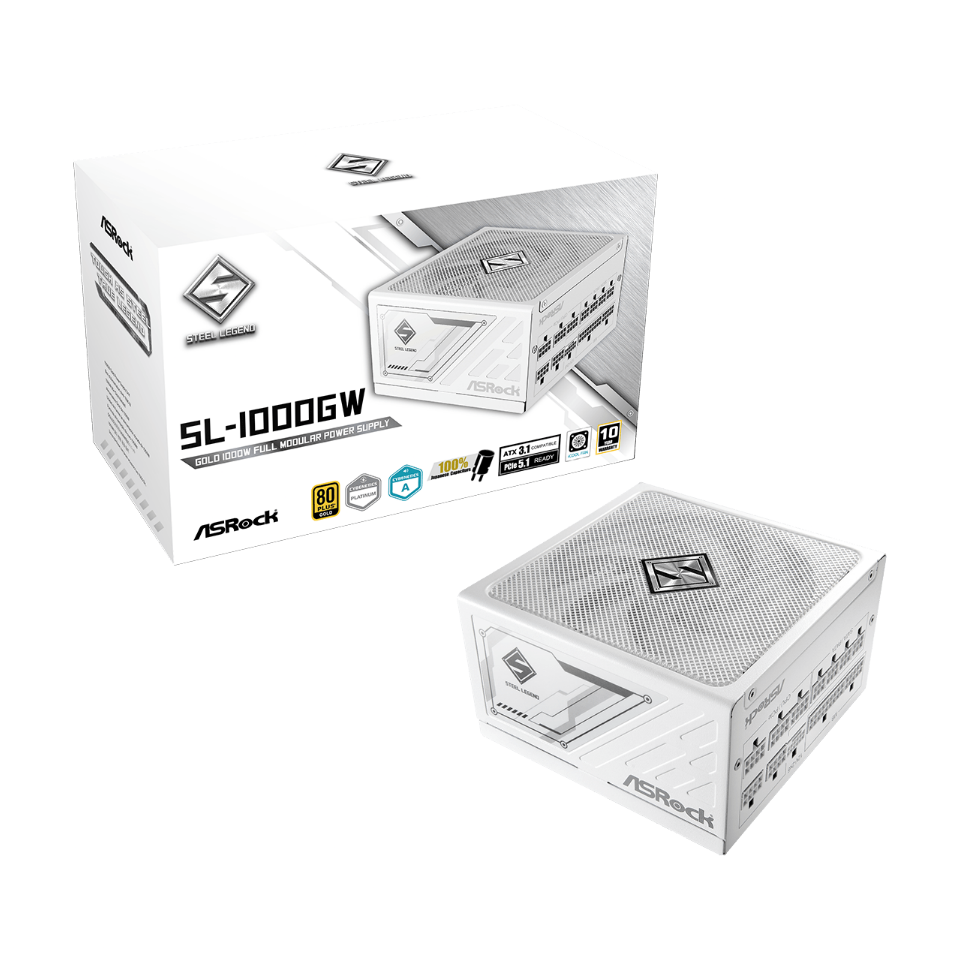 ASROCK STEEL LEGEND SL-1000GW 80+GOLD WHITE ATX 3.1 Full Modular
